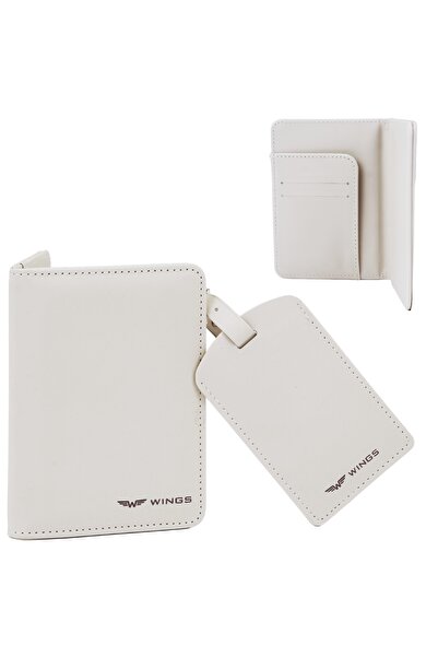 WINGS BRAND Husă pentru pașaport și etichetă pentru bagaj - un set elegant de...