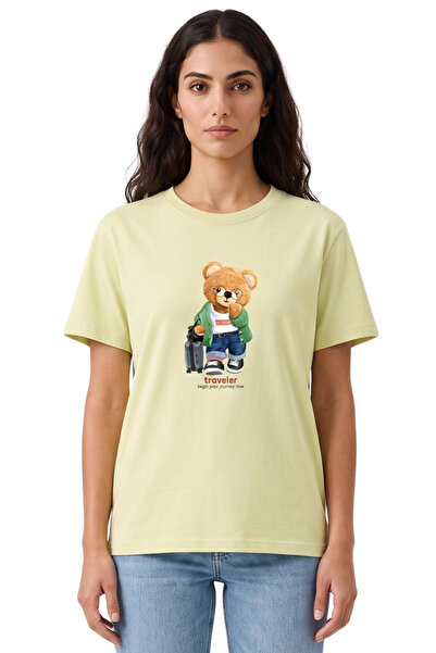 DK DAKSEL Unisex Traveler Teddy Bear Printed 100% Cotton Premium Design T-Shirt