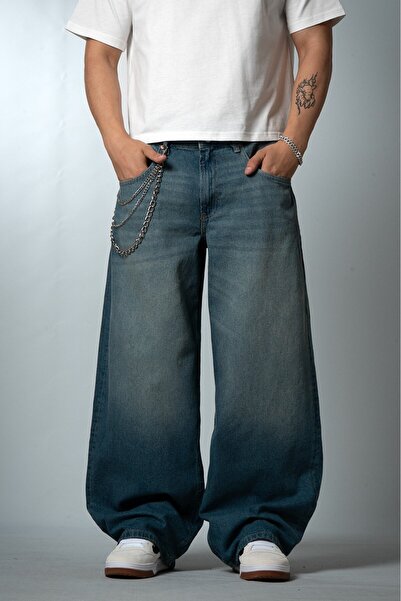 GRJ denim Blue Mirage Wide Leg Super Baggy Blue Men's Jean Pants