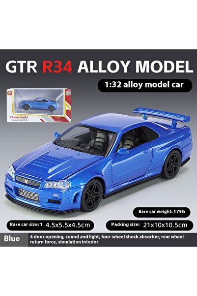 Maisto سيارة GTR-R34 زرقاء اللون، بمقياس 1:32، مصنوعة من سبيكة معدنية، مزودة ...