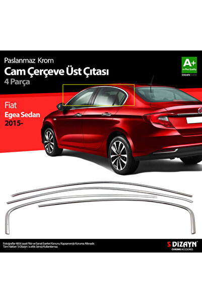 S Dizayn S-Dizayn Fiat Egea SD Krom Cam Üst Çıtası 4 Prç. 2015 Üzeri (Mat Kro...