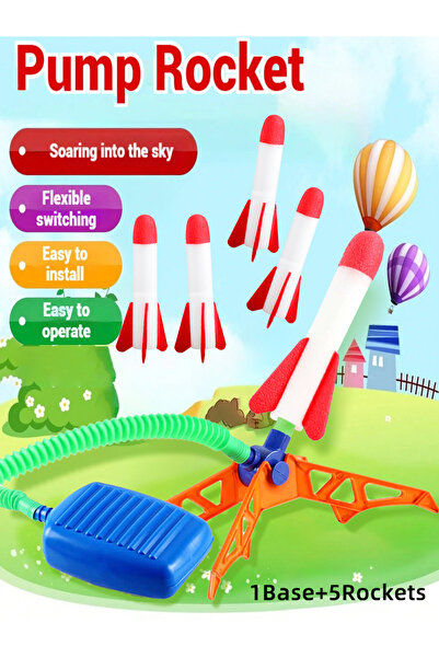 Choice 1 base 5 rockets Kids' Rocket Pedal Launcher, Outdoor Rocket Flying To...