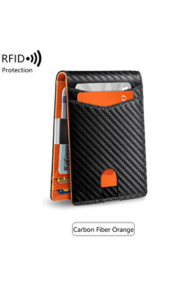Choice QB337-Carbonorange Minimalist Men's RFID Blocking Multi-Functional Ult...