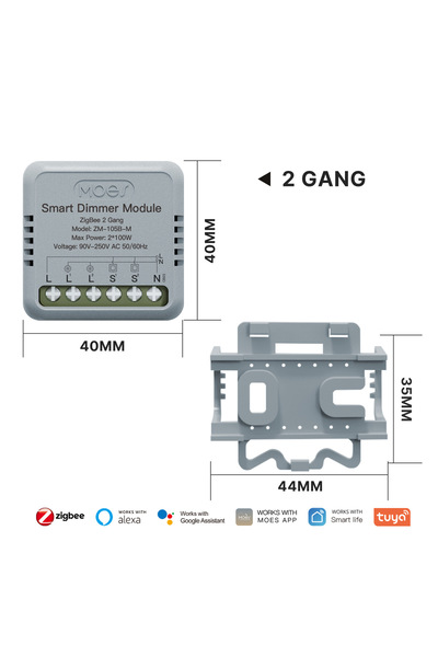 Choice7 MOES Zigbee 2 gang Dimmer MOES Mini Tuya WiFi/Zigbee Smart Switch/Dim...