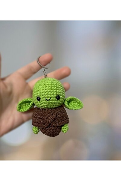 Genel Markalar Amigurumi el yapımı örgü baby yoda anahtarlık