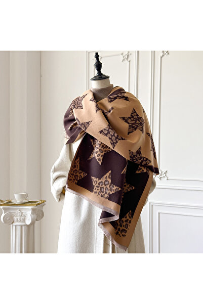 choice2 Brown New Luxury Autumn and Winter Cashmere Star Print Scarf Women Wa...