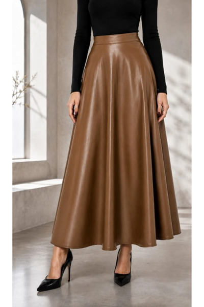 vl vellichor Mevlana Model Leather Skirt Taba