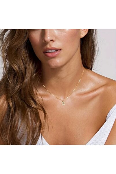 Choice 45cm E A-Z Initial Necklace 18K Gold Plated Necklace Cute Letter Stain...