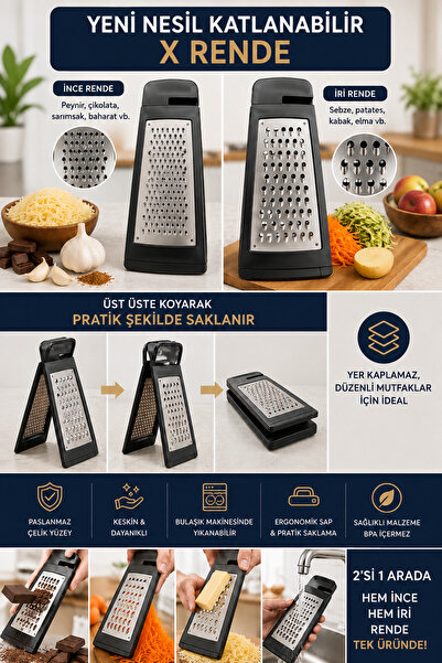 Lilasso Home New Generation Foldable X Grater Stainless Steel Double Sided - ...