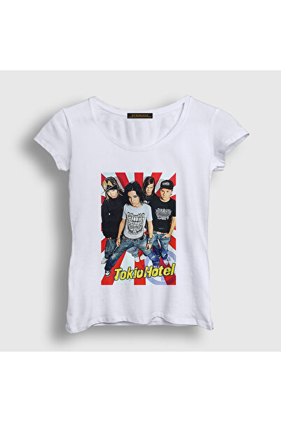 Presmono Women's White Poster Kaulitz Tokio Hotel T-Shirt 600663Tt