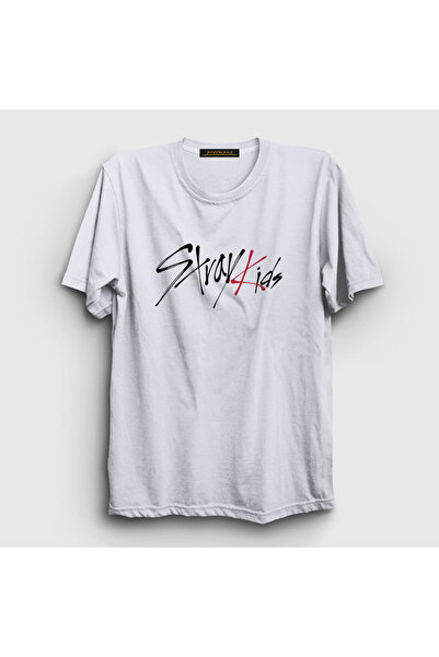 Presmono Unisex beli logo Stray Kids T-shirt 122643tt