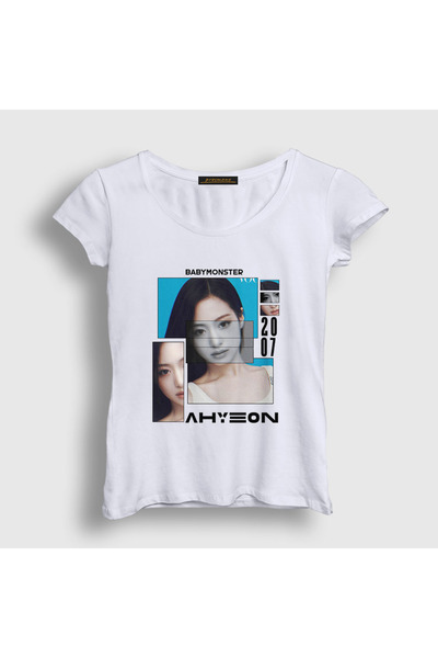 Presmono Women's White Poster Ahyeon Babymonster Baby Monster T-Shirt 609028Tt