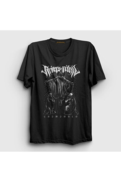 Presmono Unisex Black Criminals Rivers of Nihil T-Shirt 542283Tt