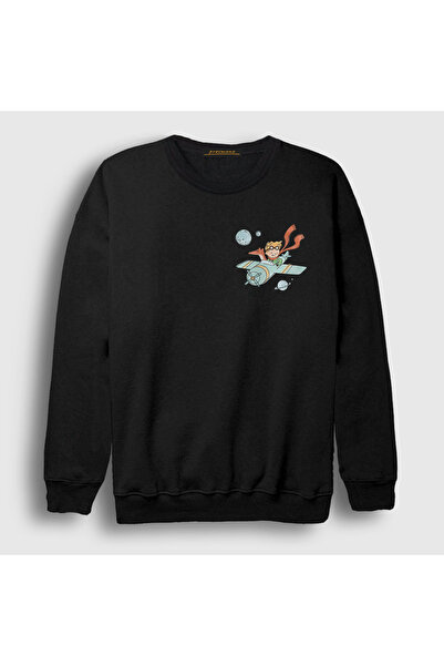 Presmono Unisex Black Plane Le Petit Prince Sweatshirt 568633Tt