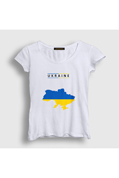 Presmono Women's White Ukraine Map Flag Ukraine Map Flag T-Shirt 563377Tt
