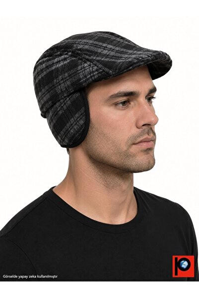 PAKER GİYİM Men's Winter Earflap Duckbill Cap Hat