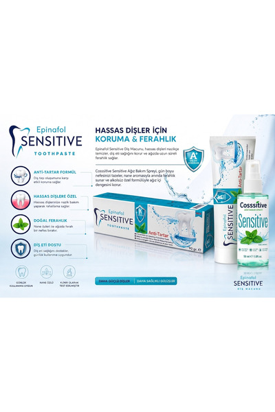 Epinafol Sensitive Anti Tartar Flörürlü diş macunu & güneş kremi hediyeli