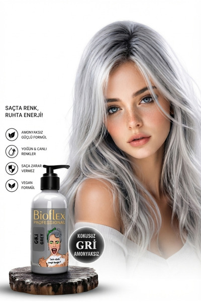 Bioflex Gri Geçici Renkli Saç Renkli Saç Boyası 250 ml Kokusuz Su Bazlı Amony...