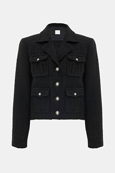 W Collection SİYAH DÜĞMELİ AKRİLİK CEKET