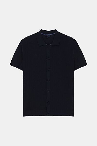 W Collection LACİVERT KISA KOLLU GÖMLEK