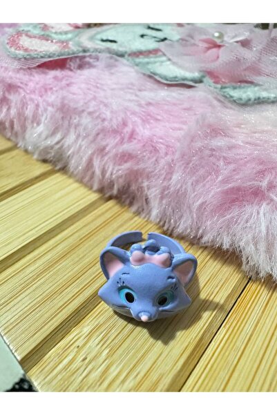 Herşey Nota Children's Ring with Cute Blue Squirrel Figure – Cartoon Style Fi...
