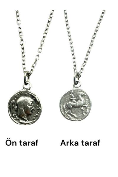 Herşey Nota Roman Coin Necklace -Double Sided Metal Necklace with Caesar and ...