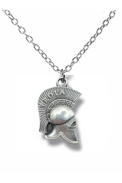 Herşey Nota Trojan Helmet Figured Knight Unisex Necklace – 60 cm Chain, Antiq...