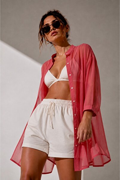 bb butik basic Oversize Tül Şifon Salaş Gömlek