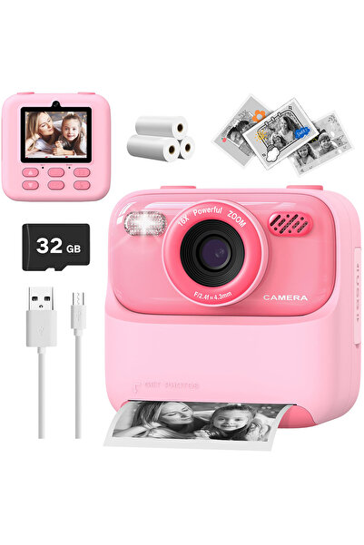 Choice Pink With 32G Children Digital Camera Photography Instant Camera 1080P...
