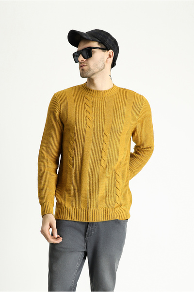 Kiğılı Pulover din tricotaje cu model slim cu gât crew
