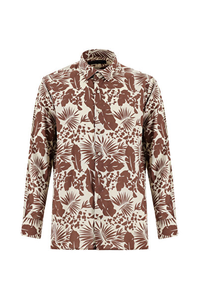 Abdullah Kiğılı Long Sleeve Regular Fit Printed Cotton Shirt