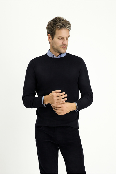 Kiğılı Crew Neck Slim Fit Slim Fit Patterned Cotton Knitwear Sweater