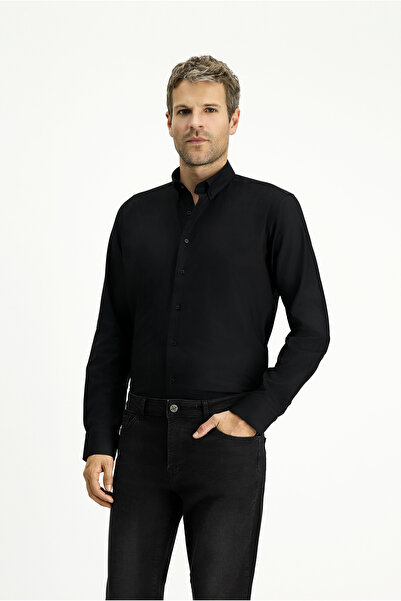 Kiğılı Uzun Kol Slim Fit Dar Kesim Pamuk 4 Mevsim Oxford Gömlek