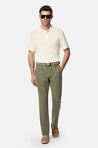 Abdullah Kiğılı Slim Fit Tapered Fit Lyocell Blend Canvas / Chino Trousers wi...