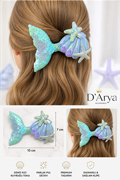 Darya D’Arya Yanar Döner Blue Turquoise Colored Mermaid Tail Girl's Hair Clip...