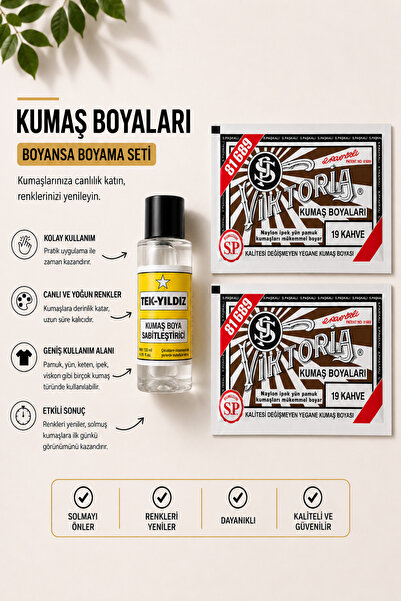 boyansa Kahverengi kumaş boyası 2 adet + 1 adet sabitleme özel boyama seti ( ...