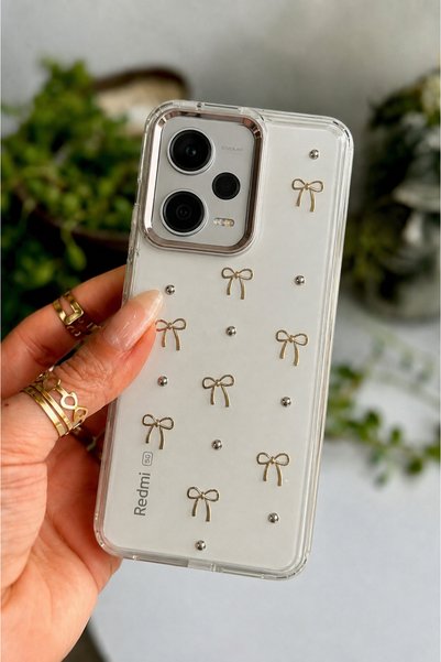 MustCase Xiaomi Redmi Note 12 Pro 5G Kılıf Fiyonk Desenli Şeffaf Kılıf Simli ...