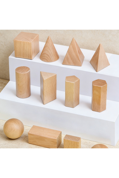 Choice ADS-95117 Wooden Versatile 3D Shape Blocks - Ideal for Teaching Geomet...