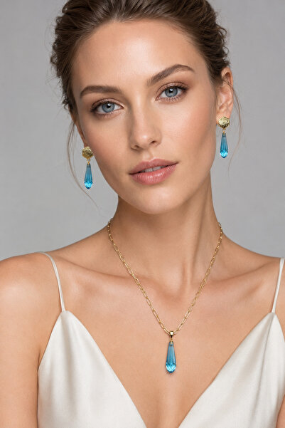 Camellie KY Jewels Pure Drop Aquamarine | Aquamarine Mavi Premium Avusturya K...