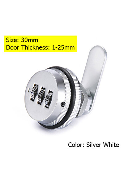 Choice1 Silver 30mm KAK Combination Cabinet Lock Black/Silver Zinc Alloy Pass...