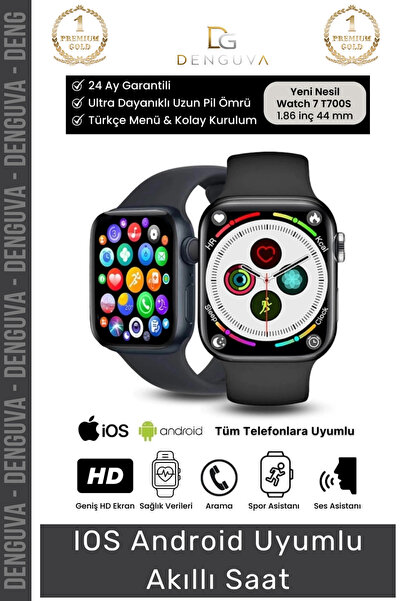 Denguva #AkıllıSaat Su Geçirmez 45mm T700s Simli Android Sağlık Sensörlü Blue...