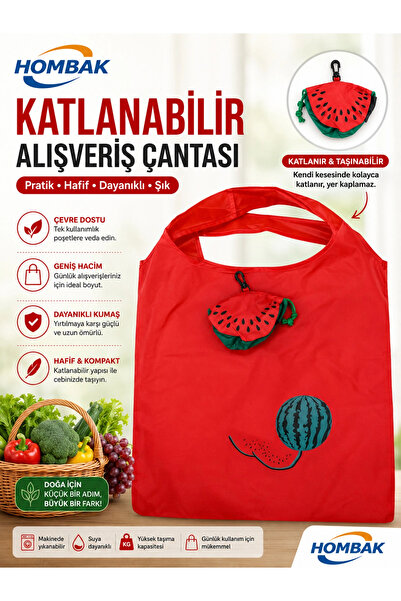 Hombak Katlanabilir Alışveriş Plaj Çantası 38x58 cm – Taşınabilir Portakal Ke...