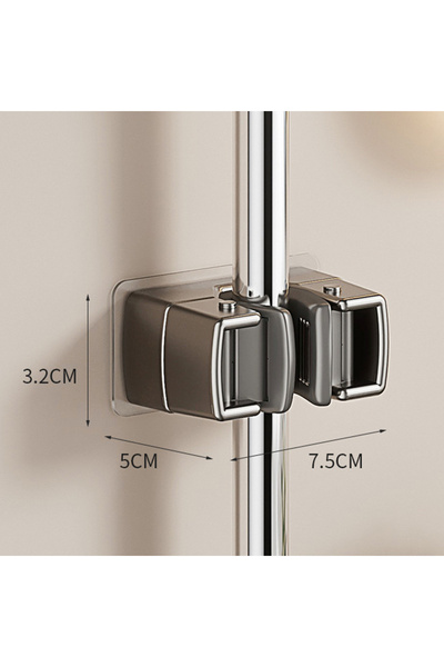 choice2 Gray Wall Mounted Mop Holder Hook Self Adhesive Mop Organizer Rack Br...