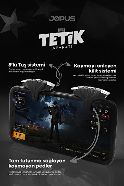 Jopus Pubg Tetik Aparatı Mobil Oyun Mekanik Metal Ateş Tuşu - Siyah