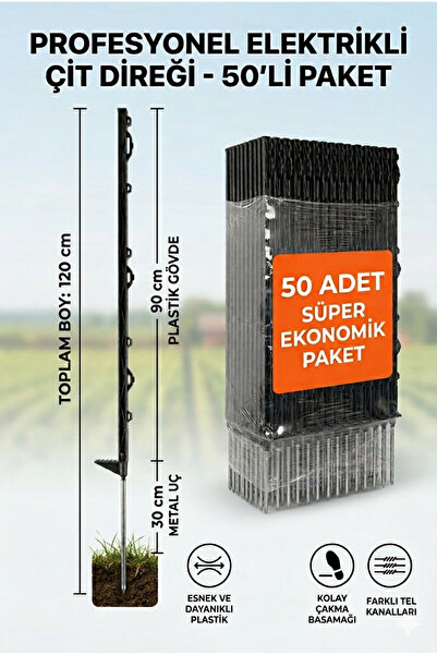 Elektrikliçit Çit Sistemleri 50 Adet 120cm Elektrikli Çit Plastik Direği Kend...