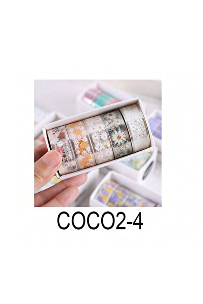 Choice4 JDX-577 5 Rolls/Box of vintage Flower Washi Tape, Small Floral Transp...