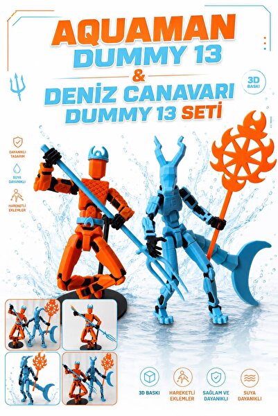 MD Design Aquaman & Deniz Canavarı Dummy 13 Seti 3D Baskı Hareketli Figür Oyu...