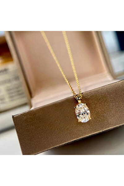 Choice XL1404 Huitan Simple Oval Shape Zirconia Pendant Necklace Lady Engagem...