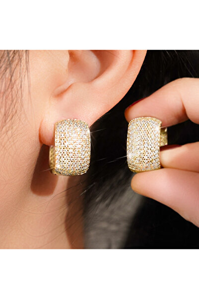 Choice E3522 Huitan Bling Bling CZ Hoop Earrings for Women Daily Wear Sparkli...