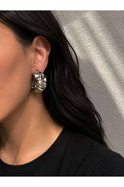 Owentis Steel Silver Bold Henry Hoop Earrings -Not Tarnish-
